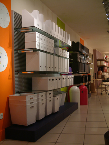 shelves of goods in a retail shop